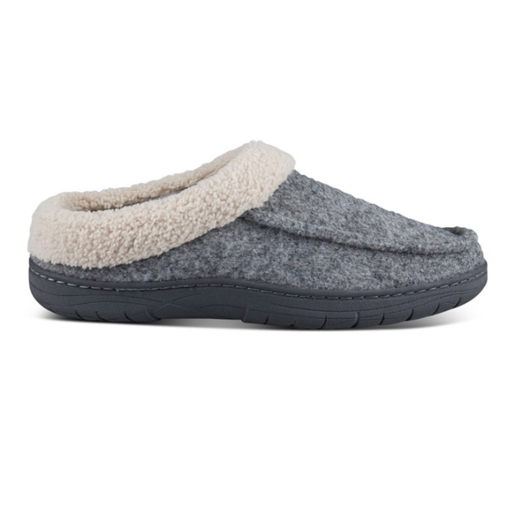 Haggar Men's Gray Felt Clog Slippers with Fleece Collar